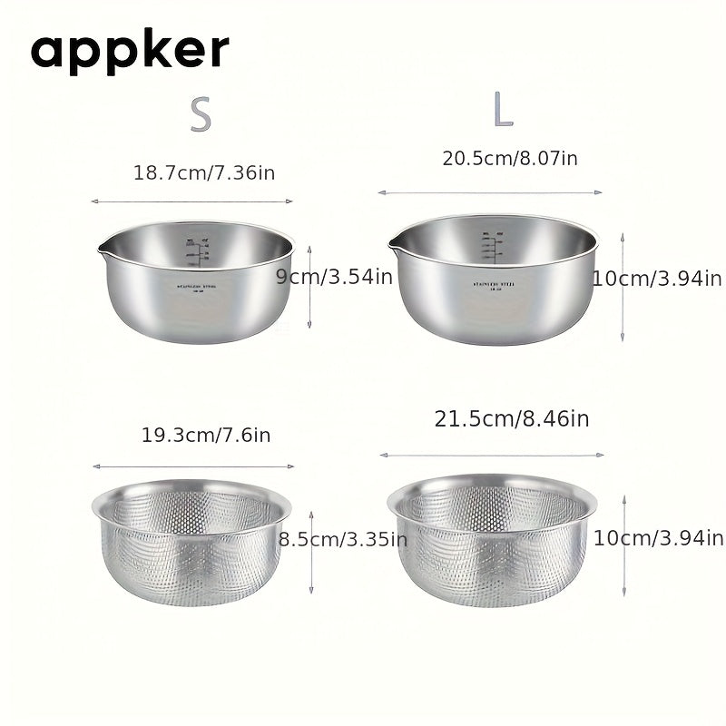 2-in-1 Vegetable Washing Machine & Strainer Bowl | 304 Stainless Steel Microporous Double Layer, 2qt Large Capacity Graduated Mixing Bowl for Berries, Fruits, Vegetables - Rinsing & Draining, Durable Kitchen Tool, Food Preparation Accessory