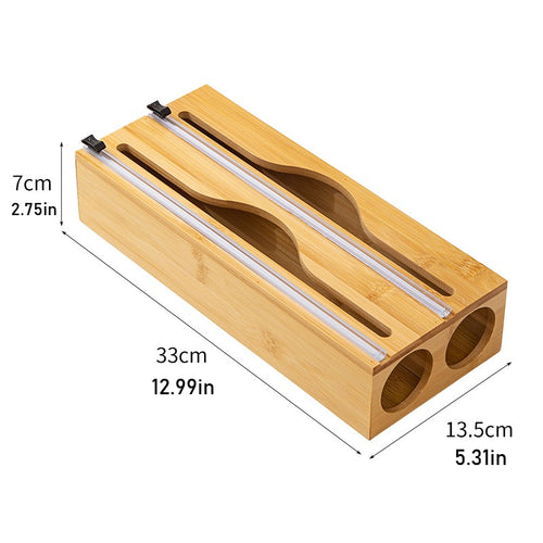 1pc 2-In-1 Wrap Dispenser with Cutter And Labels - Multi-Compartment Kitchen Organizer for Wraps, Slices, And Wraps - Includes Foil And Wax Paper - Perfect for Kitchen Drawers, Black\u002FWhite, Kitchen Organizers And Storage