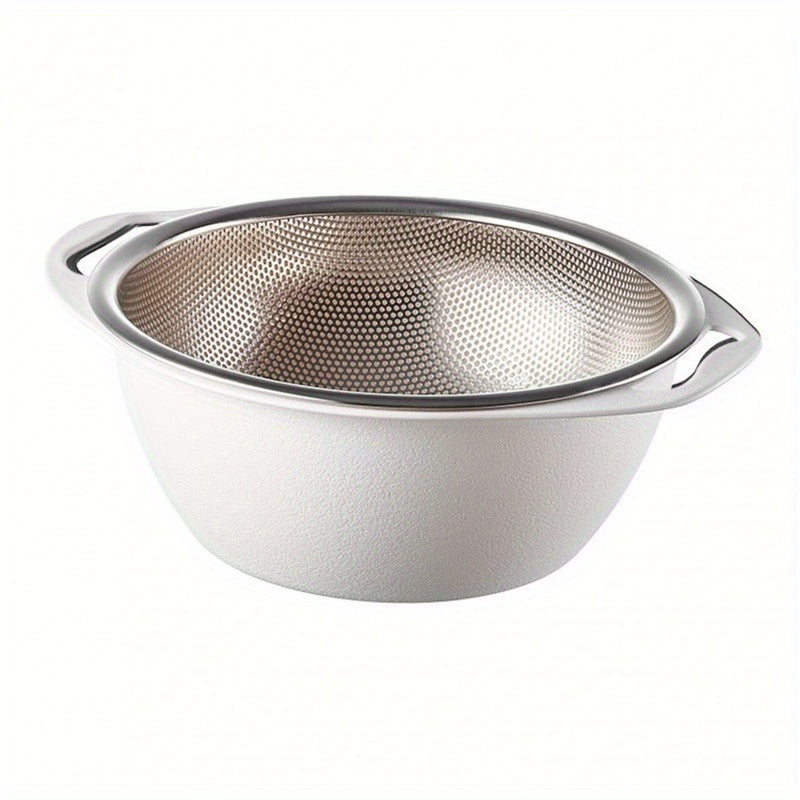 Stainless Steel Colander with Handle Easy-to-Use & Clean Kitchen Strainer Perfect for Washing Vegetables, Fruits & Pasta Fits Home Sinks