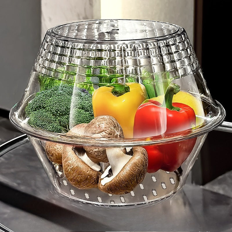 Double-layer Thickened Drain Basket, Kitchen Household Cleaning and Water Filtration Two-in-one Thickened Fruit Plate, Vegetable Basket, Fruit Plate Basin