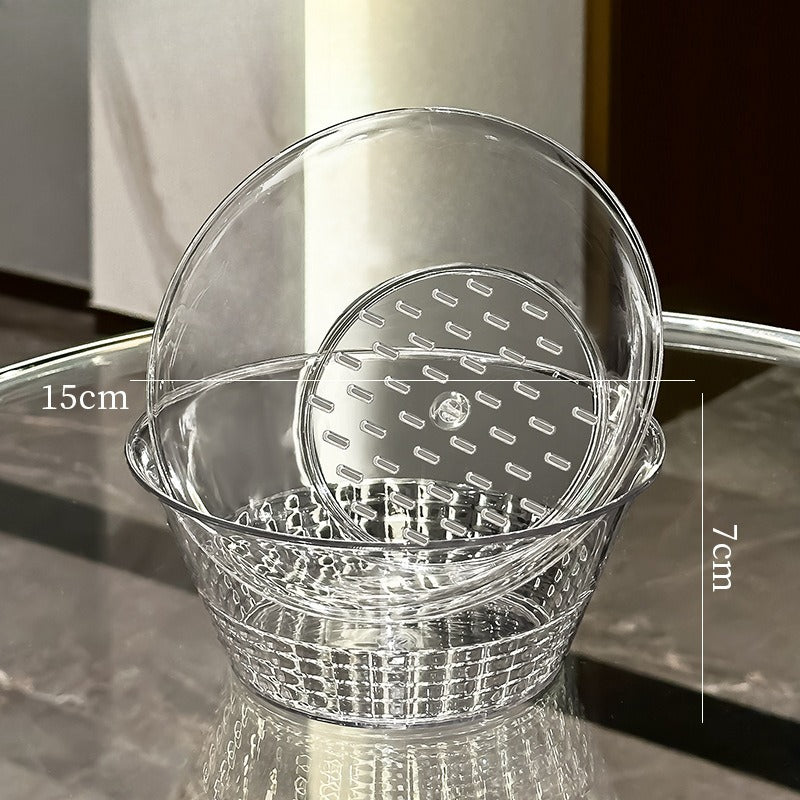 Double-layer Thickened Drain Basket, Kitchen Household Cleaning and Water Filtration Two-in-one Thickened Fruit Plate, Vegetable Basket, Fruit Plate Basin