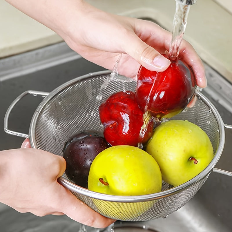 2pcs (large + Small) Filter Basket, Double Handle Leakage Basin, Fruit Basket, Vegetable Washing Tool, Rice Washing Drainage Basket, Kitchen Drainage Basket, Household Storage Utensils, Multi-functional Tools