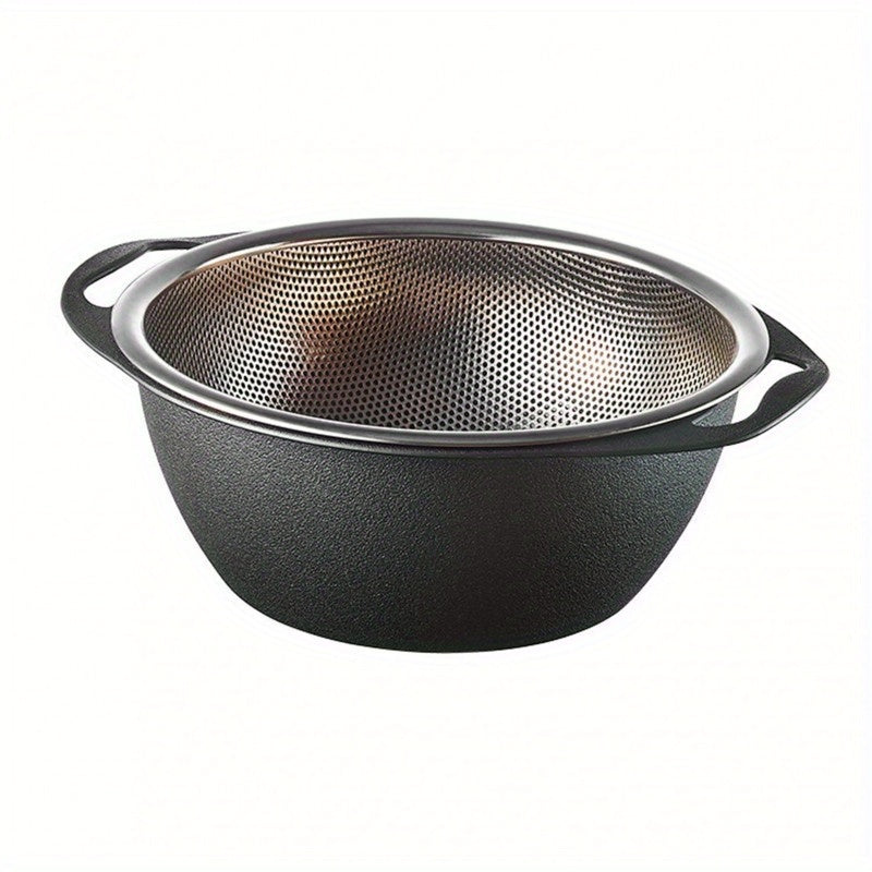 Stainless Steel Colander with Handle Easy-to-Use & Clean Kitchen Strainer Perfect for Washing Vegetables, Fruits & Pasta Fits Home Sinks