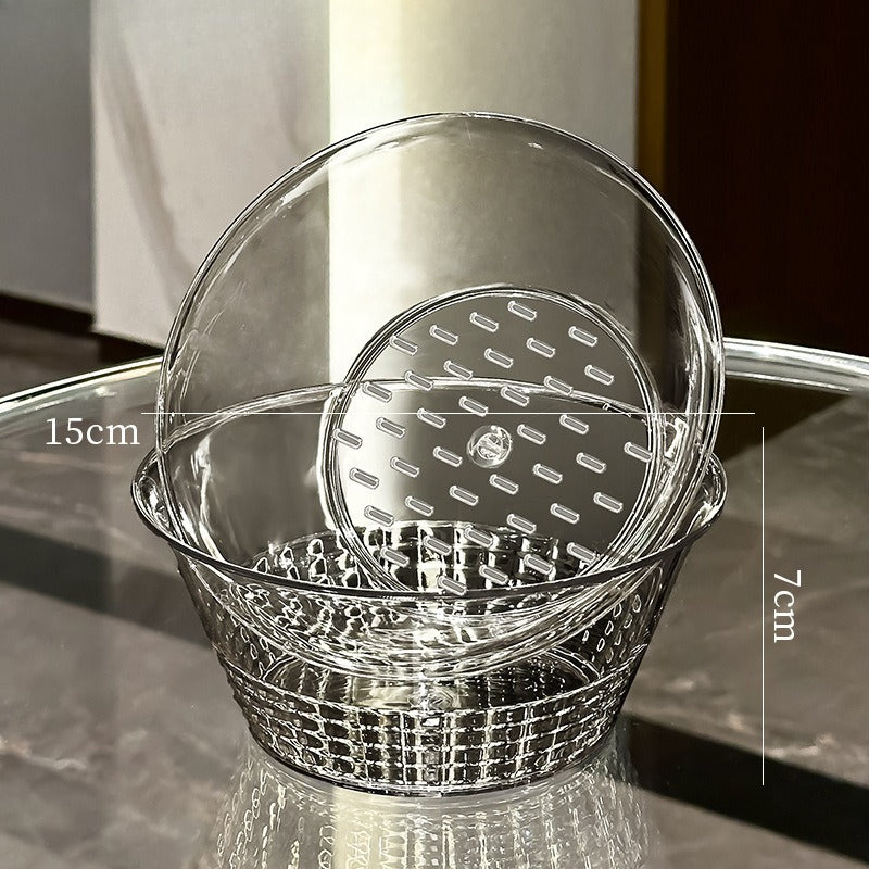 Double-layer Thickened Drain Basket, Kitchen Household Cleaning and Water Filtration Two-in-one Thickened Fruit Plate, Vegetable Basket, Fruit Plate Basin