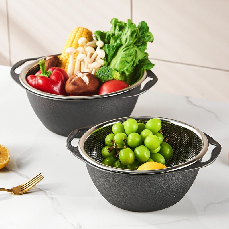 Stainless Steel Colander with Handle Easy-to-Use & Clean Kitchen Strainer Perfect for Washing Vegetables, Fruits & Pasta Fits Home Sinks