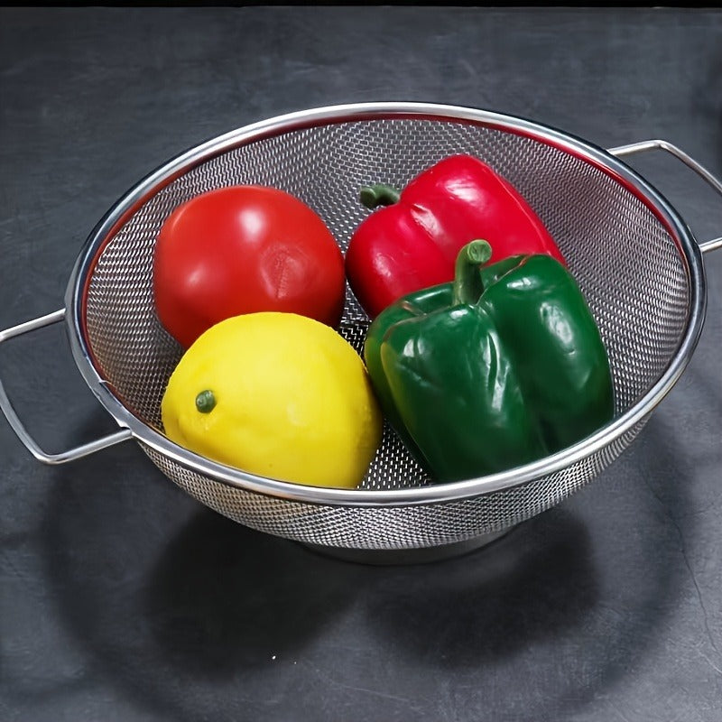 2pcs (large + Small) Filter Basket, Double Handle Leakage Basin, Fruit Basket, Vegetable Washing Tool, Rice Washing Drainage Basket, Kitchen Drainage Basket, Household Storage Utensils, Multi-functional Tools